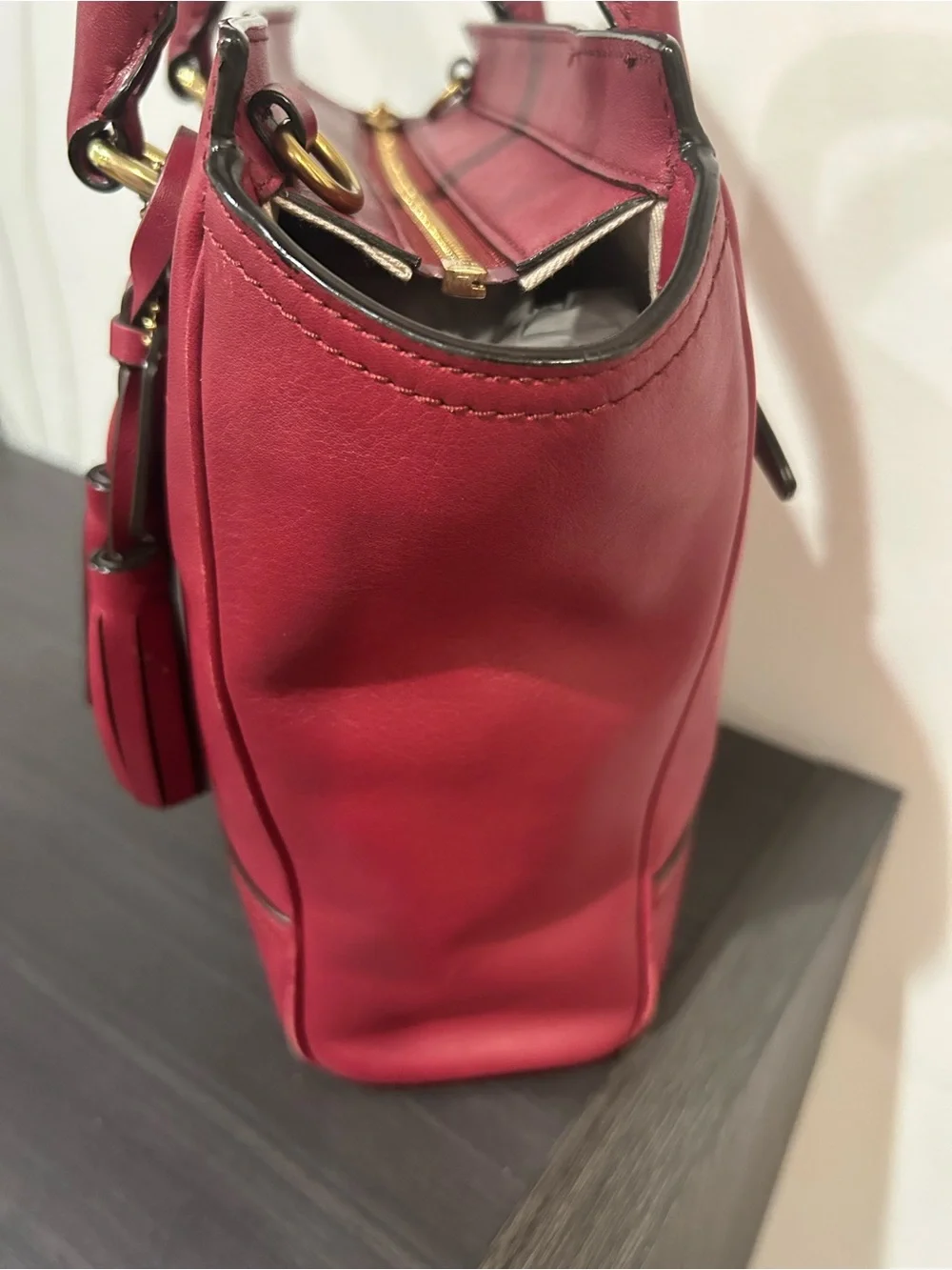 Coach Legacy Mini Tanner leather crossbody satchel in burgundy EUC